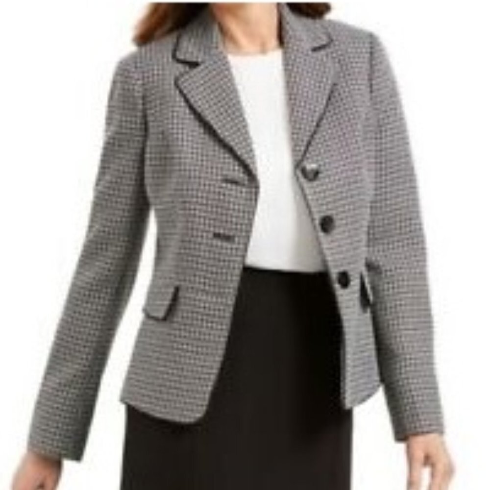 Le Suit Plaid Tweed Blazer